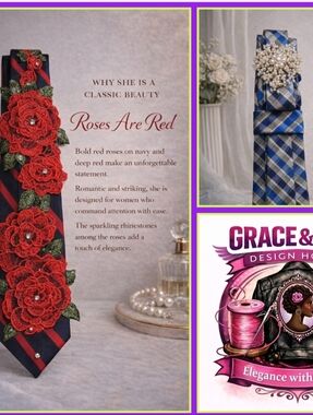 2 Women's Fashion Tie Duo- ROSES R RED & LAYDEE